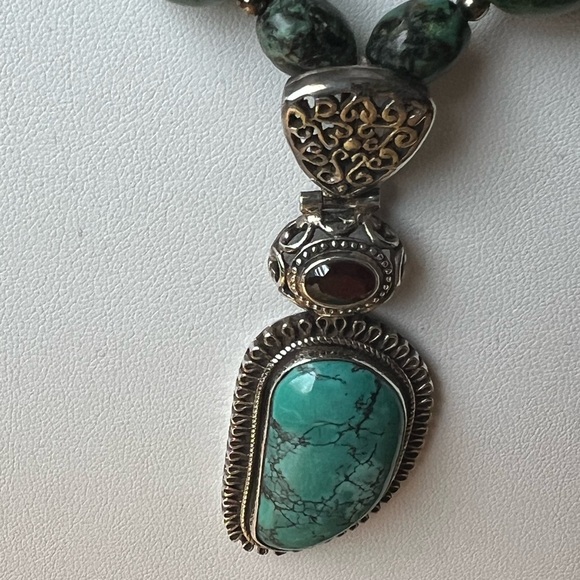 Turquoise sterling silver necklace - Picture 2 of 6